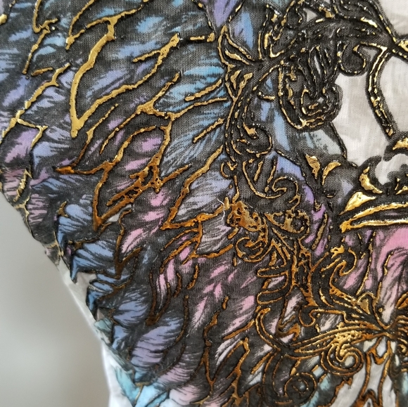 3/$20 Angel Wings Gold Foil Tee Shirt - Picture 6 of 9